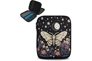 Vanideaoty Butterfly Crochet Hook Case Portable Floral Knitting Needle Case with Web Pockets Crochet Storage Organizer for Travel Women Gifts