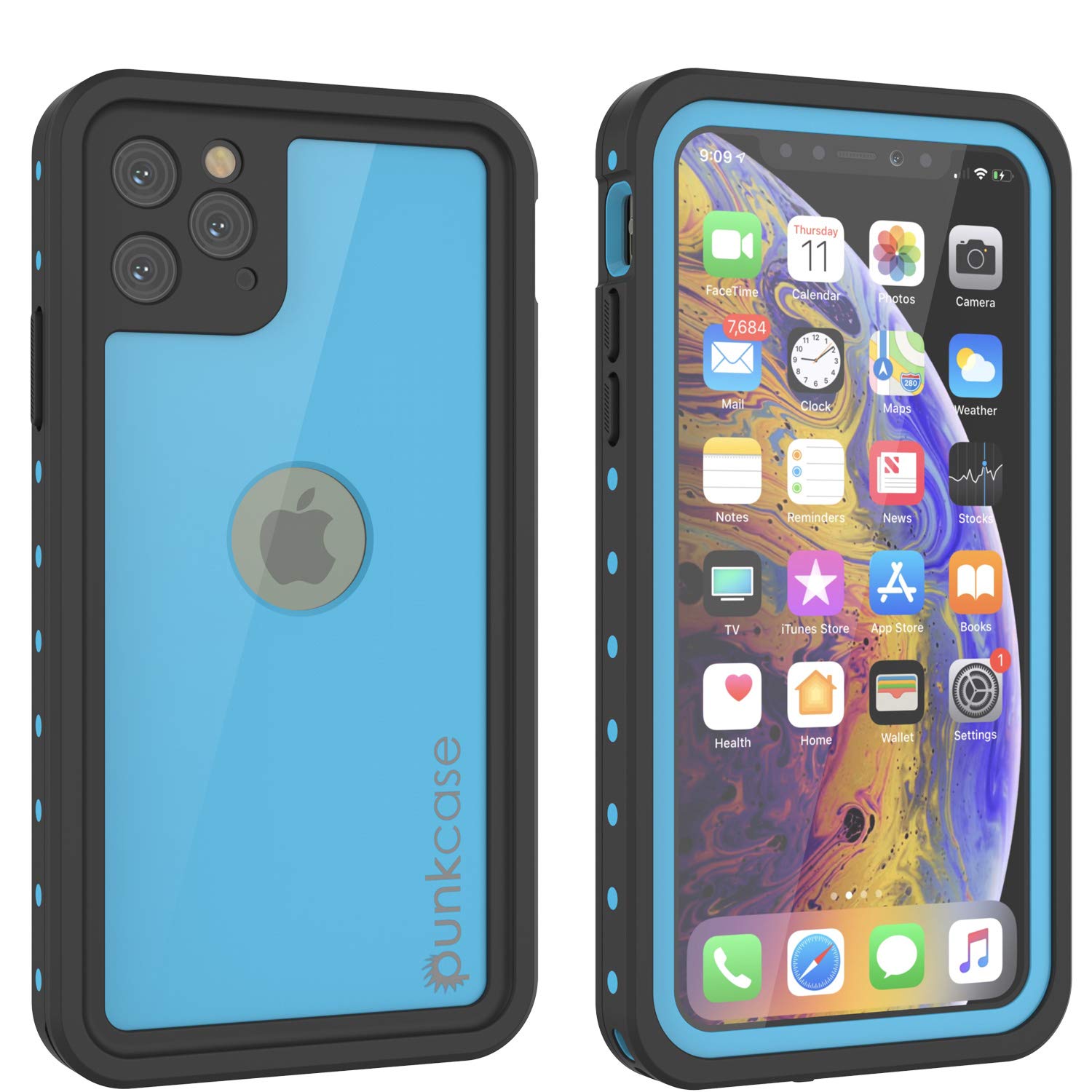 PunkCase iPhone 11 Pro Waterproof Case [StudStar Series] [Slim Fit] [IP68 Certified] [Shockproof][Dirtproof][Snowproof] 360 Full Body Armor Cover Compatible With Apple iPhone 11 Pro (5.8") [Blue]