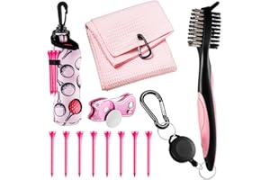 Liliful 12 Pcs Golf Accessories Kit, Include Golf Ball Bag with Hook Towel Tees Magnetic Ball Marker Divot Tool Cleaner Brush for Women Man Gifts