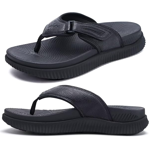 Amazon.com | KIIU Mens Flip Flop Indoor and Outdoor Thong Sandals Beach  Slippers Black 2, 7.5 Men | Sandals