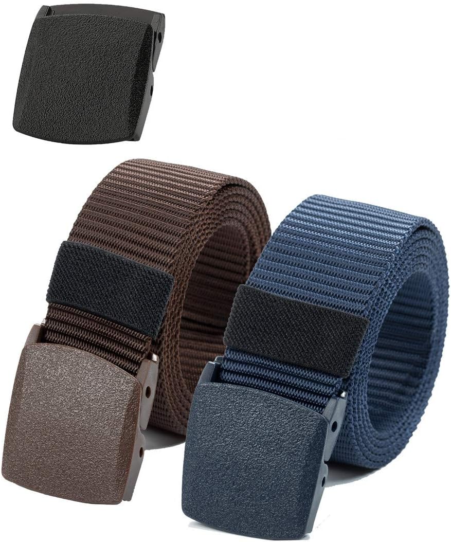 Nylon Canvas Belt Plastic Buckle Belt Hiking Belt Military Tactical Waist Belt 2 Pack by ViViKiNG