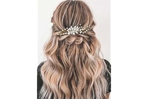 Gorais Crystal Bride Wedding Hair Comb Pearl Bridal Hair Pieces Rhinestone Hair Accessories for Women and Girls (B-Gold)