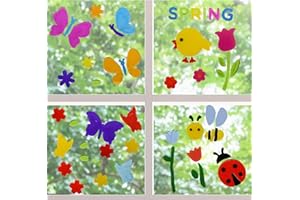 4Pcs Spring Gel Window Clings Decorations, Elastic Spring Window Gel Clings Holiday Birds Butterfly Spring Window Clings Deco