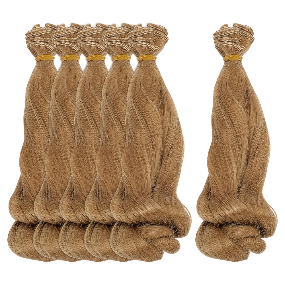 CRAFTYMELODY 6 Pcs Doll Wig 200mm Doll Curly Wigs Long Hair Extension Tan Color for Doll Making Kit Arts Supplies DIY Handmade Crafts