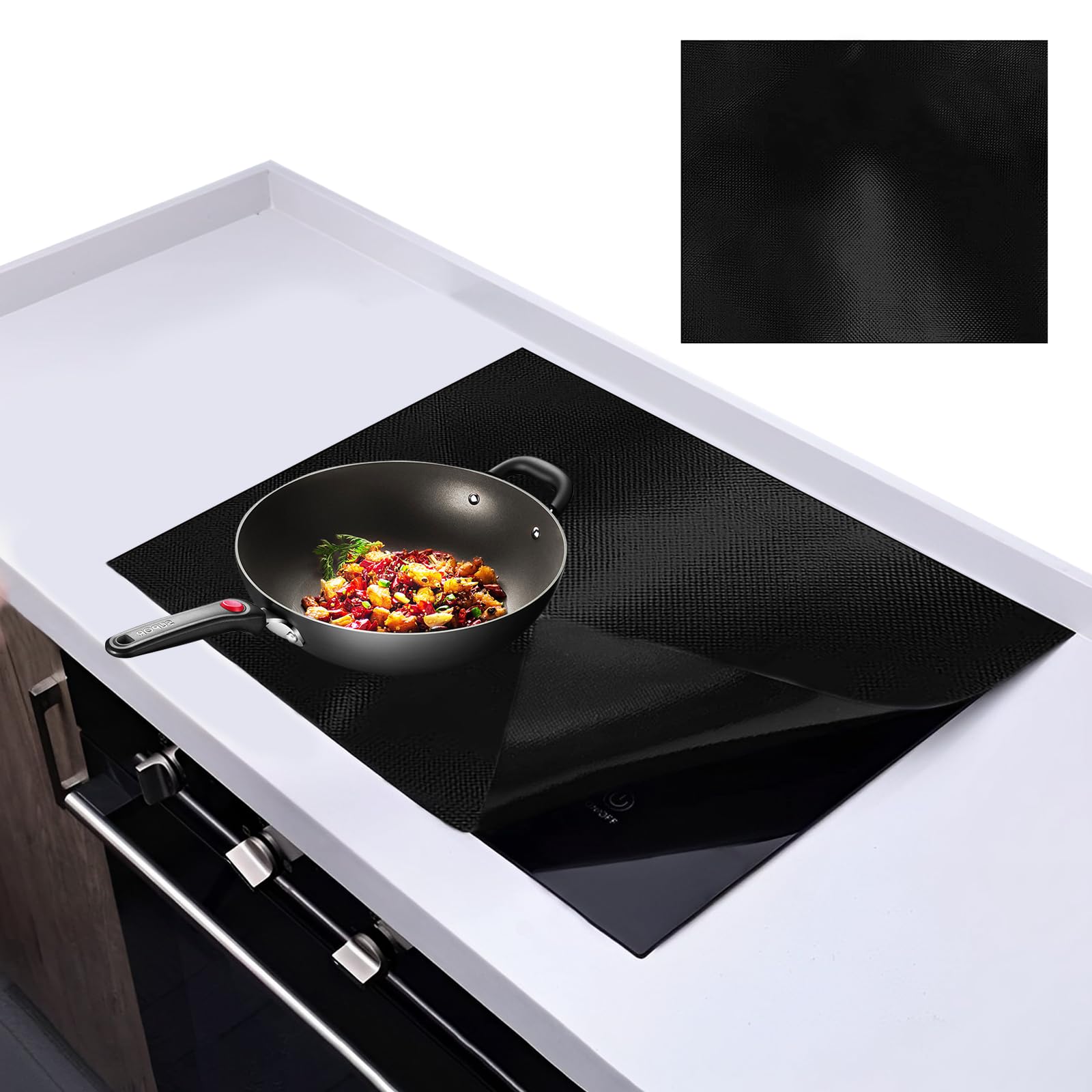 61 x 52 Large Induction Hob Protector Mat Silicone Induction Hob Cover (Magnetic) Cooktop Scratch Protector Heat Resistant Stove Cover BPA Free for Induction Stove Multifunctional Silicone Mats
