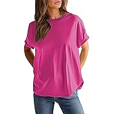 EVALESS Womens Fashion Summer Tops 2025 Crewneck Short Sleeve T Shirts