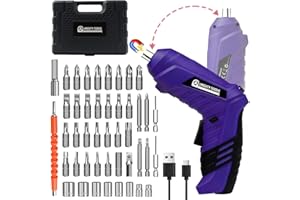ALMIGHTY TOOLS Electric Screwdriver Cordless, 3.6V Cordless Screwdriver Rechargeable, 47Pcs Small Power Screwdriver Set with Pivoting Handle and LED Light, 3Nm Battery Screw Gun for DIY Enthusiasts