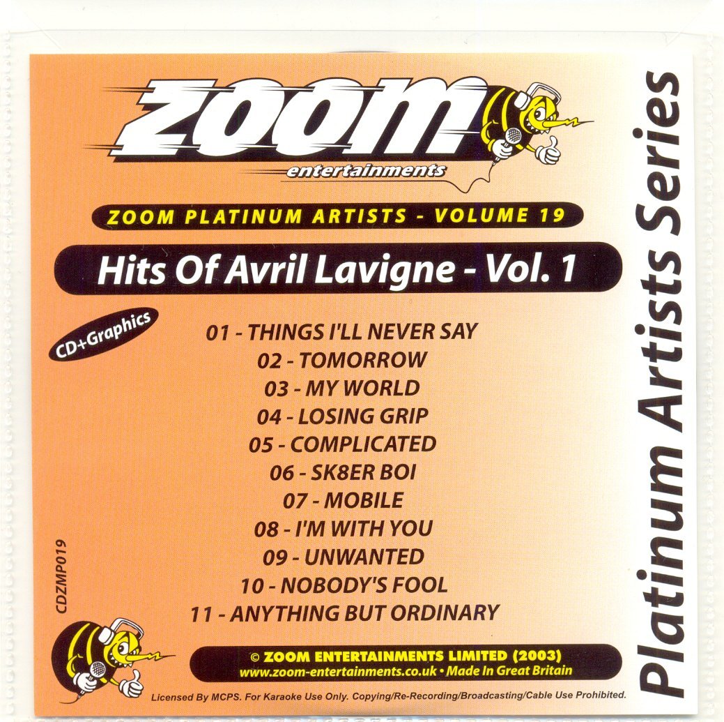 Zoom Karaoke CD+G - Platinum Artists 19: Avril Lavigne 1