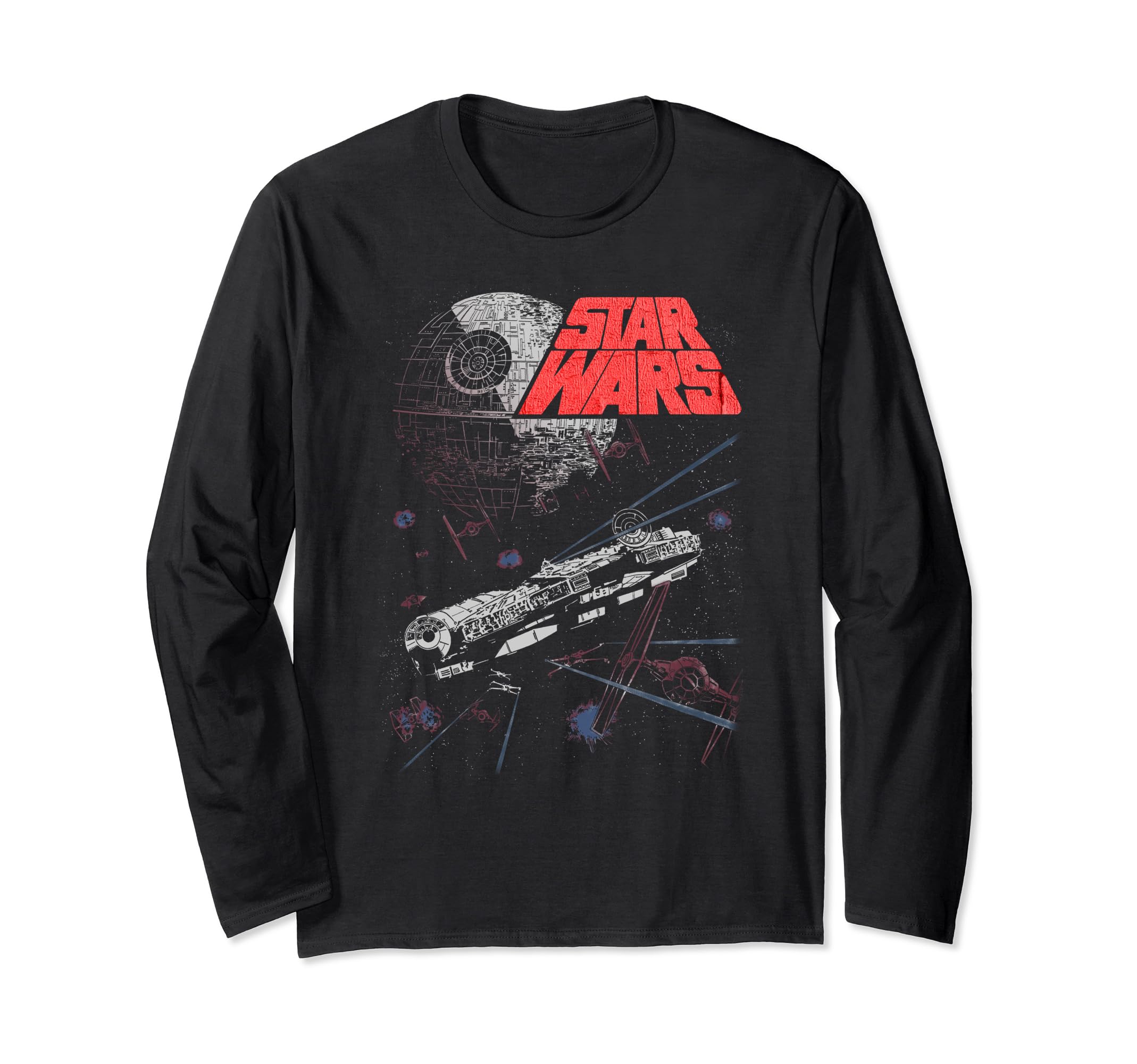Star Wars Retro Epic Space Battle Falcon Tie Fighter Long Sleeve T-Shirt