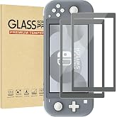 Jngnpn 2-Pack Gray Border Tempered Glass Screen Protector for Switch Lite Model 2019 [5.5 Inch]，HD Clear, Anti Scratch, Anti-Fingerprint, Shatterproof，Bubble Free, 9H Hardness, Ultra Thin