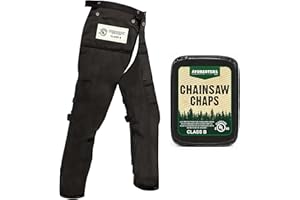 FORESTER Chainsaw Chaps for Men & Women | Apron-Style Chaps with Pocket & Adjustable Waist | Chainsaw Safety Equipment, Black