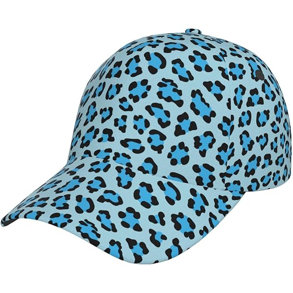 Buewutiry Blue Leopard Print Flat Bill Brim Hat for Men