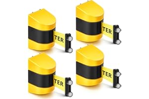 Barydat 4 Pcs 16.4 ft Magnetic Retractable Wall Barrier, Wall Mount Crowd Control Wall Retractable Belt, Safety Belt with ABS