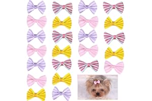 QOOWFEANIG Pet Hair Clips 24PCS Cat Dog Hair Bows Clips Pet Cat Puppy Hair Accessories Dog Grooming Clips Metal Bow Knot Dots