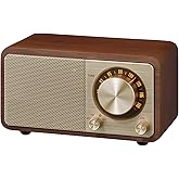 Sangean WR-7GW Wood Cabinet Mini Bluetooth Speaker with FM Tuner and Aux-in Special Edition Color Gold/Walnut