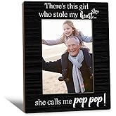 Beliran Pop Pop Gifts Picture Frame 5x7, Grandpa Photo Frame, Fathers Day Christmas Birthday Gifts for PopPop Grandpa, She Calls Me PopPop Black Wooden Picture Photo Frames for Desk Home Room Decor