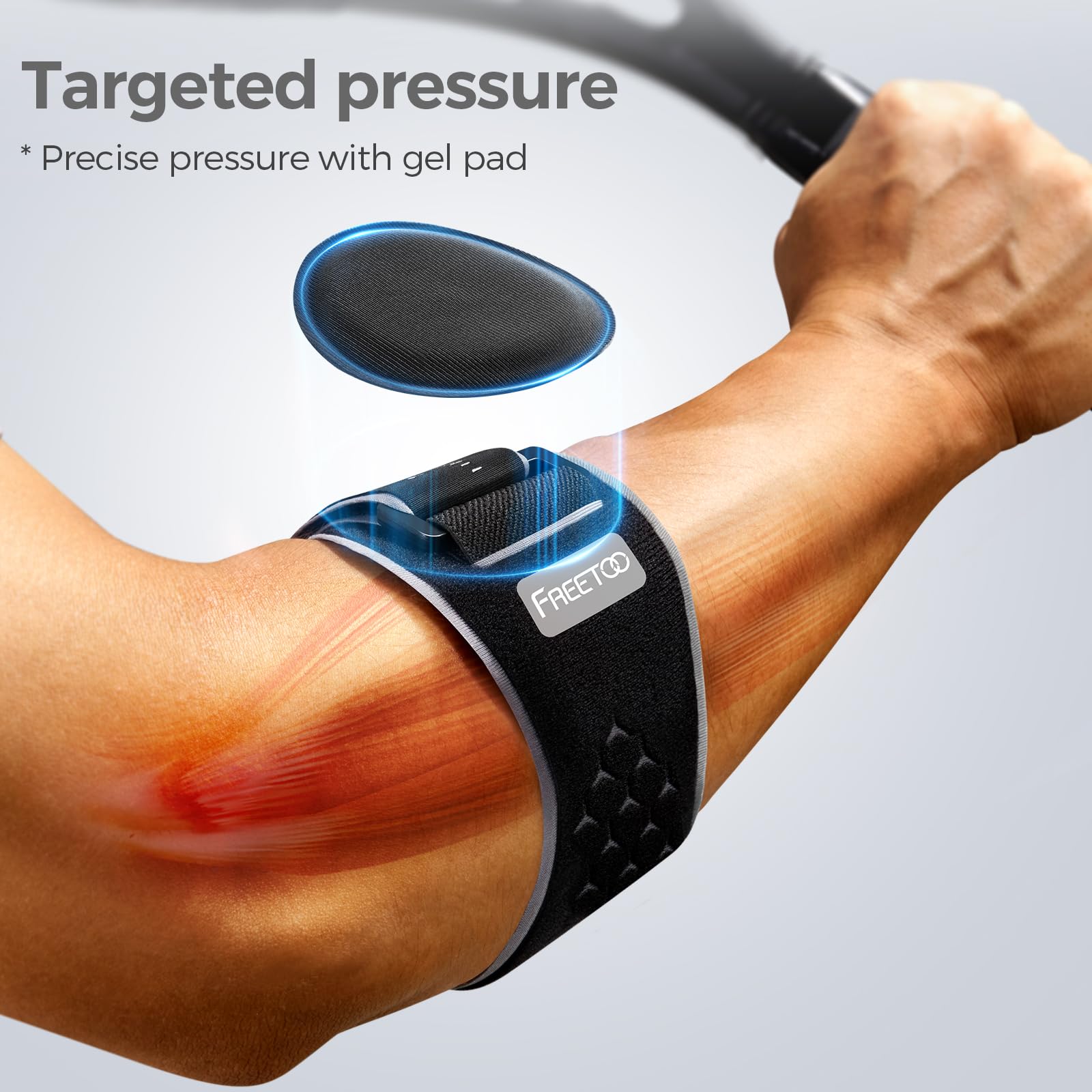 FREETOO Tennis Elbow Brace for Men Women for Tendonitis, Tennis Elbow Strap with Gel Pad, Golfers Elbow Brace for Men for Tennis & Golfers Elbow,Lateral Medial Epicondylitis. Fits Forearm 7.1''-11''