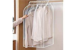 Clear Hanging Garment Bags Long Zippered Reusable Dust Covers for Wardrobe Storage, Coats, Dresses and Travel Protection, Tra
