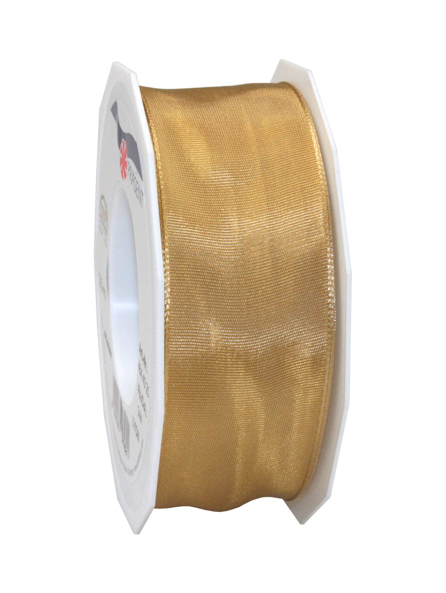 Präsent - Lyon Wired Taffeta Ribbon Ocher 40 mm Width, 25 m Length