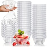 ZAVOOS 120 Pack 12 Oz Clear Plastic Bowls, Disposable Serving Dishes | Small Hard Plastic Dessert Bowl Bulk for Parties, Ice Cream Salad Bowl Dessert for Fruits, Snacks, Candy, Parfaits