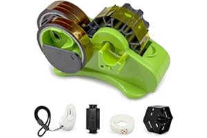 FINFINLIFE Heat Tape Dispenser Green Multi-Roll Set, PreCut 1. 4'' Pieces for Heat Press or Mug Press Machine, 1+3'' Core, Semi-Automatic Tape Dispenser with Compartment Slots