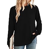 BAISHENGGT Women's Ribbed Sweatshirts Crewneck Casual Long Sleeve Loose Fit Stretchy Fall Tunic Tops