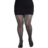 WDIRARA Women's Plus Size Fisnnet Stocking Patterned Tights High Waist Mesh Pantyhose