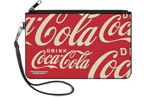 Buckle-Down Coca-Cola Wallet, Zip Clutch, Drink Coca Cola Close Up Red White, Canvas, Multicolor, LARGE, Casual