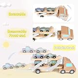 Vanplay Wooden Car Transporter Toy with 4 Cars for Toddlers view 5