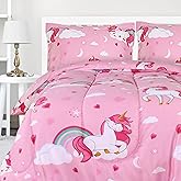 Utopia Bedding All Season Unicorn Comforter Set with 2 Pillow Cases, 3 Piece Soft Brushed Microfiber Kids Pink Bedding Set for Boys/Girls, Machine Washable (Twin)