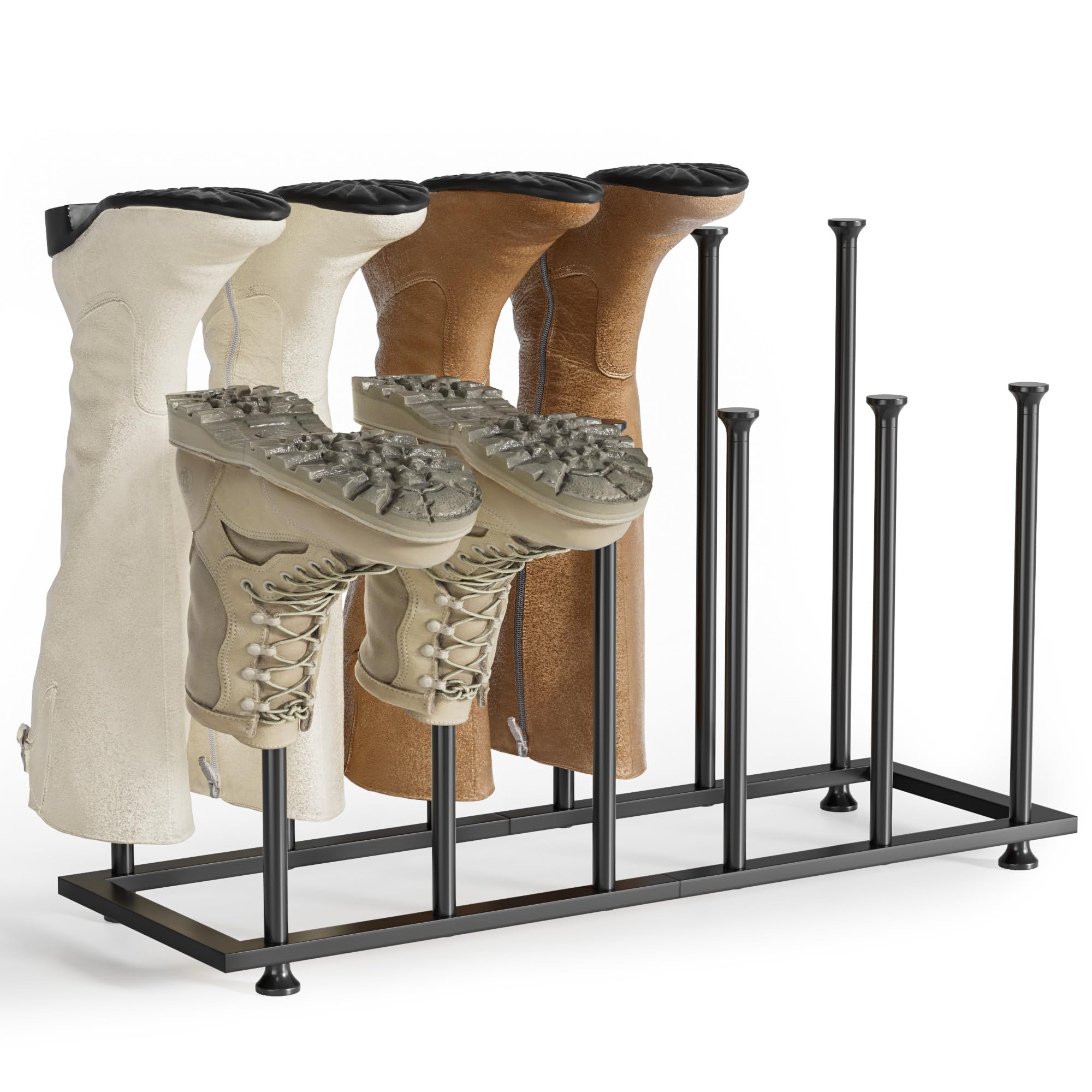 Photo 1 of pickpiff Freestanding Boot Rack Organizer Tall Boots - Black Metal Boot Rack for Dorm Room, Closet, Entryway, Bedroom, Patio Outdoor, Hallway, Black, Shoe Storage Fit for 6 Pairs