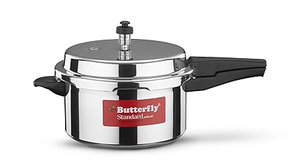 Butterfly Standard Plus Induction Base Aluminium Pressure Cooker, 5 Litre