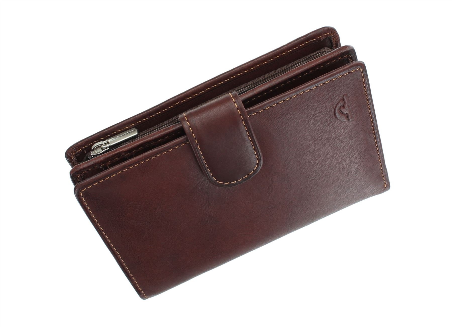 Tony Perotti Full Grain Leather Purse with Tab Closure - RFID Protected 1009_1 Brown