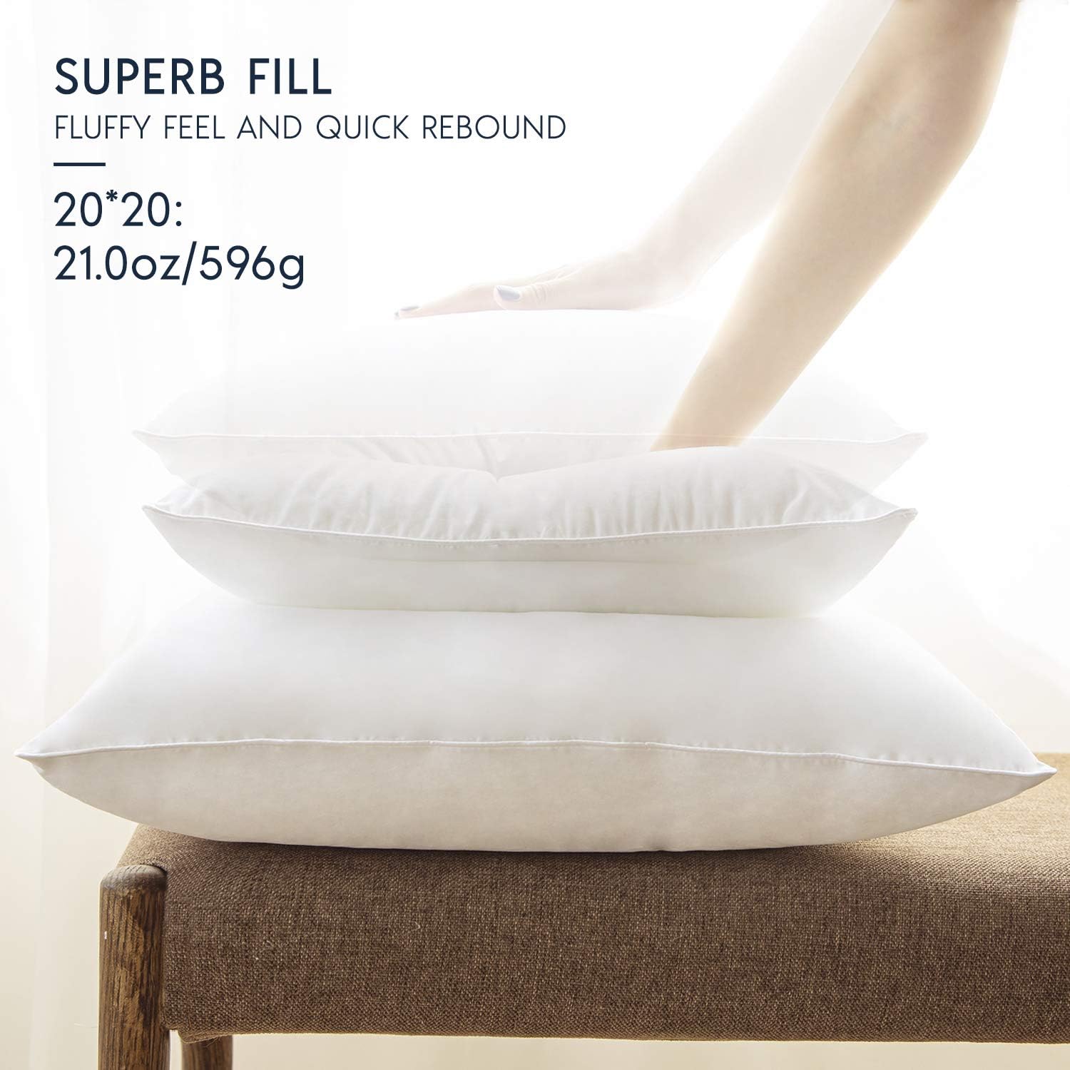 Phantoscope 20x20 Pillow Insert - Throw Pillow Insert with 100% Cotton Cover - 20 Inch Pillow Inserts Square Lumbar Pillow Stuffer - Decorative Sofa Couch Throw Pillows: Home & Kitchen