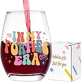 Lamyba 40th Birthday Gifts Women, Unique 40th Birthday Decorations for Women - In My 40s Era Wine Glass, gift ideas, for women 40s, 40th birthday Gifts for Friend Mom Daughter Wife, 15oz