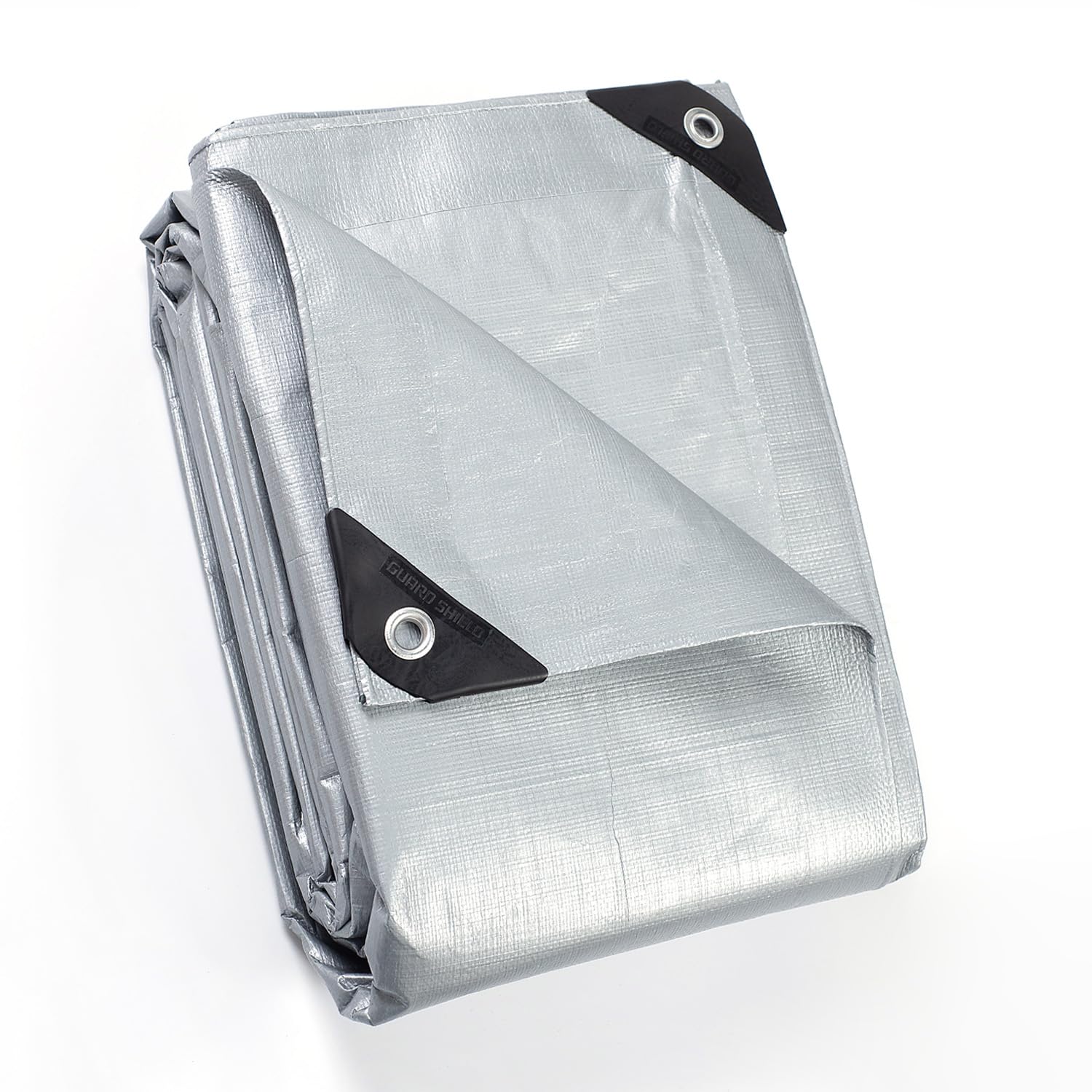 GUARD SHIELD Abdeckplane Gewebeplane mit Ösen 2 x 2 m 160 g/㎡ Grau Schutzplane Allzweckplane Wasserdicht, Reißfest, UV-stabilisiert, Schimmelresistent