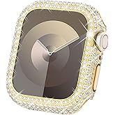 Surace 45mm Case Compatible with Apple Watch Series 9 Series 8 Series 7, Bling Case with Over 400 Crystal Diamonds Protective Cover Bumper Compatible for Apple Watch Case Series 9 8 7 (45mm, Gold)