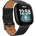 YILED Leather Bands Compatible with Fitbit Sense and Fitbit Versa 3 for Women Men, Classic Genuine Leather Wristband for Fitbit Versa 3/Sense Smart Watch