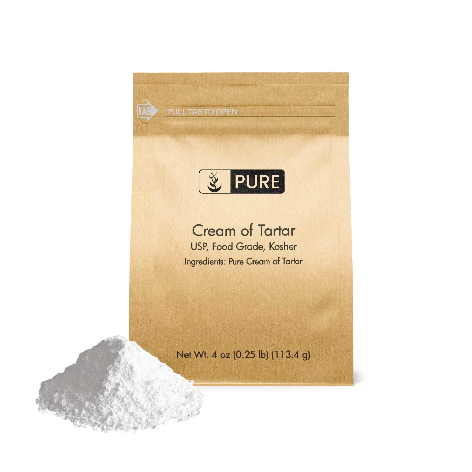 Pure Cream of Tartar (4 oz.), EcoFriendly Packaging, AllNatural, NonGMO, for Baking, Cleaning