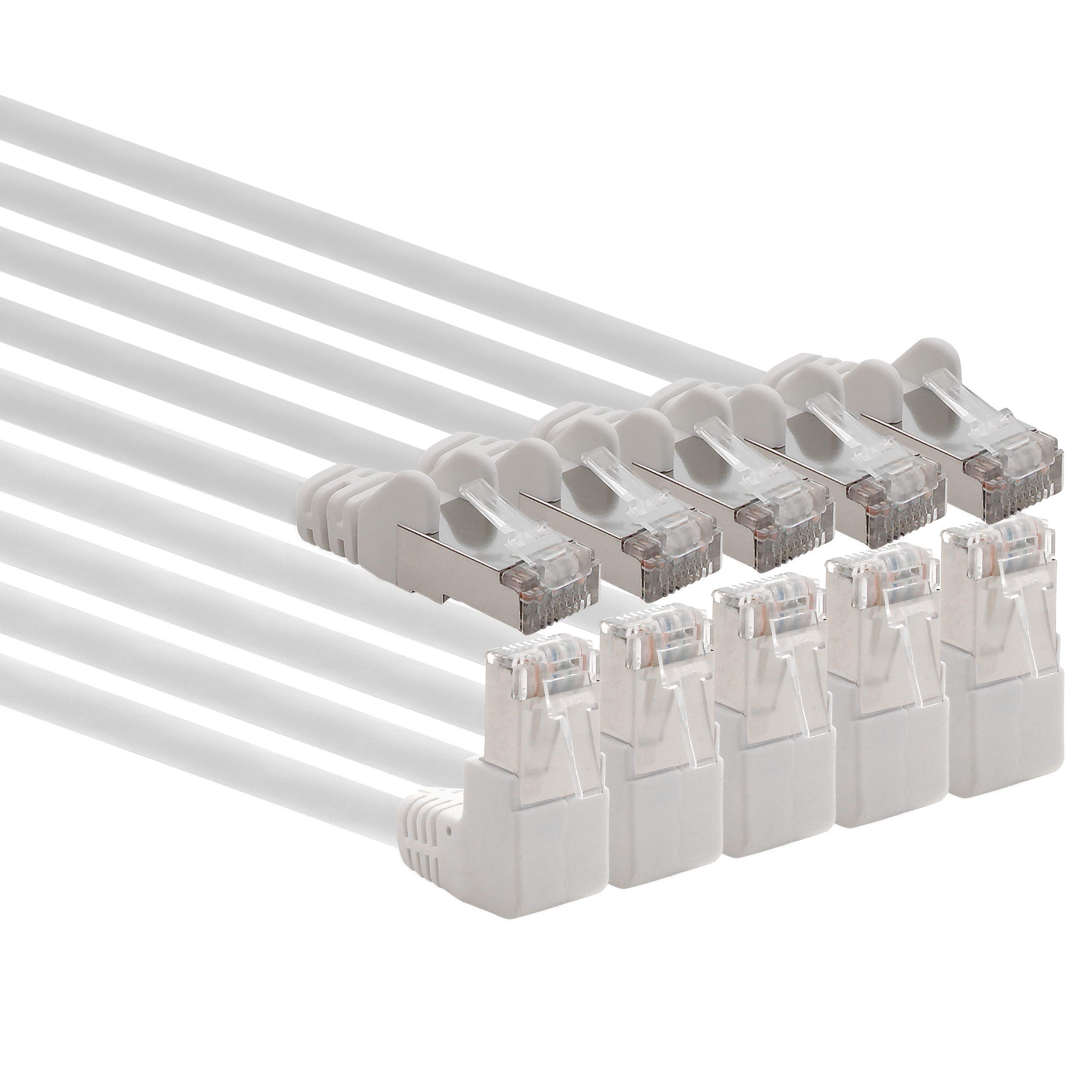 1aTTack.de 366193 Cat.6 network cable angle 90 degrees 2m - white - pack of 5 - Cat6 patch cable (SFTP PIMF) 1000Mbit/s Rj 45 connector - 5 x 2m meters white