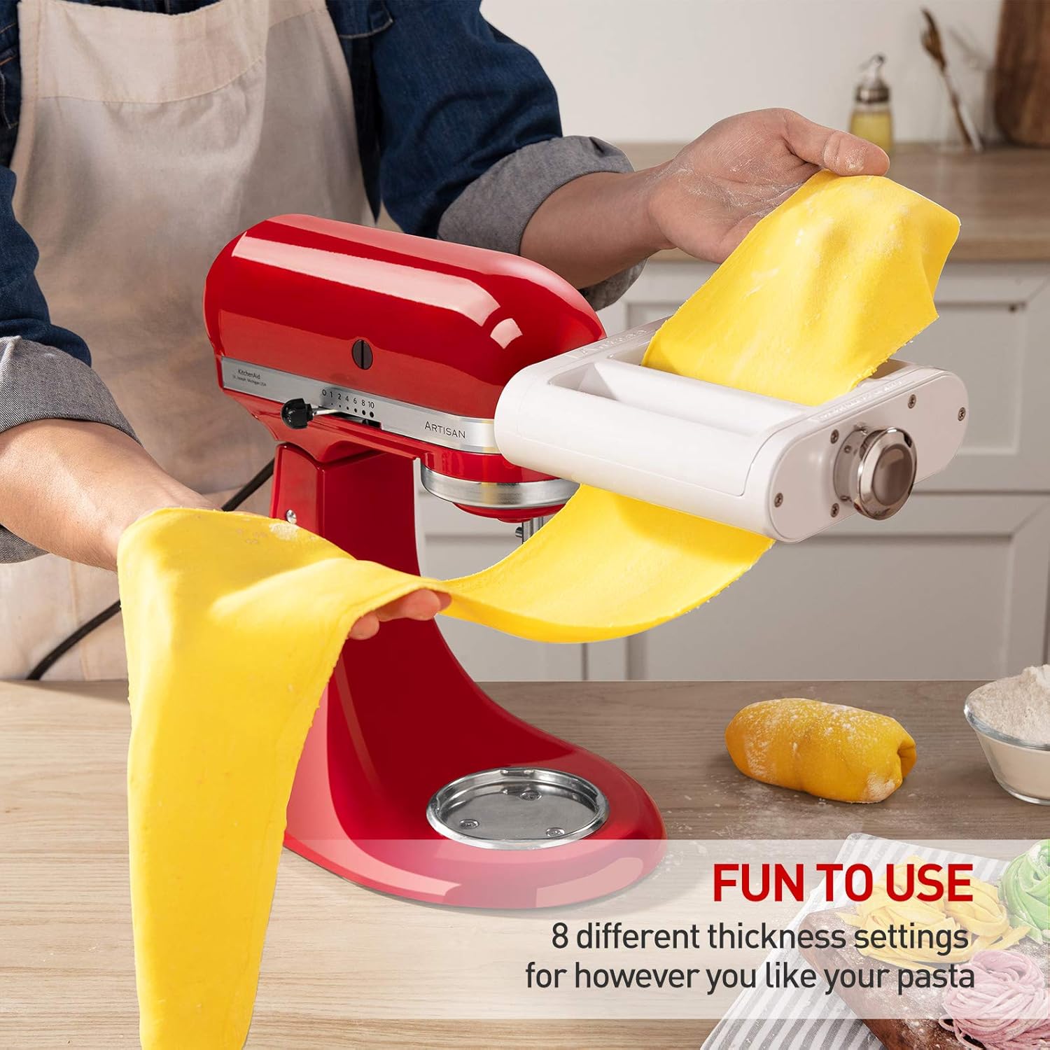 ANTREE Pasta Roller & Cutter Attachment 3in1 Set for KitchenAid Stand
