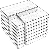 Criusia 21 Pack Large Clear Plastic Drawer Organizer Trays | BPA-Free Acrylic Organizer Bins for Large Kitchen Utensils, Bathroom, Makeup, Jewelries, Office Desk, School Supplies, Perfume