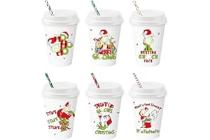 ARSEMICA 48 Pack Christmas Cups with Lids and Straws, 12 oz Holiday Disposable Coffee Paper Cups, Funny Christmas Party Decor Supplies, Novelty Xmas Party Drinking Cups for Coffee Hot Chocolate Cocoa Beverages