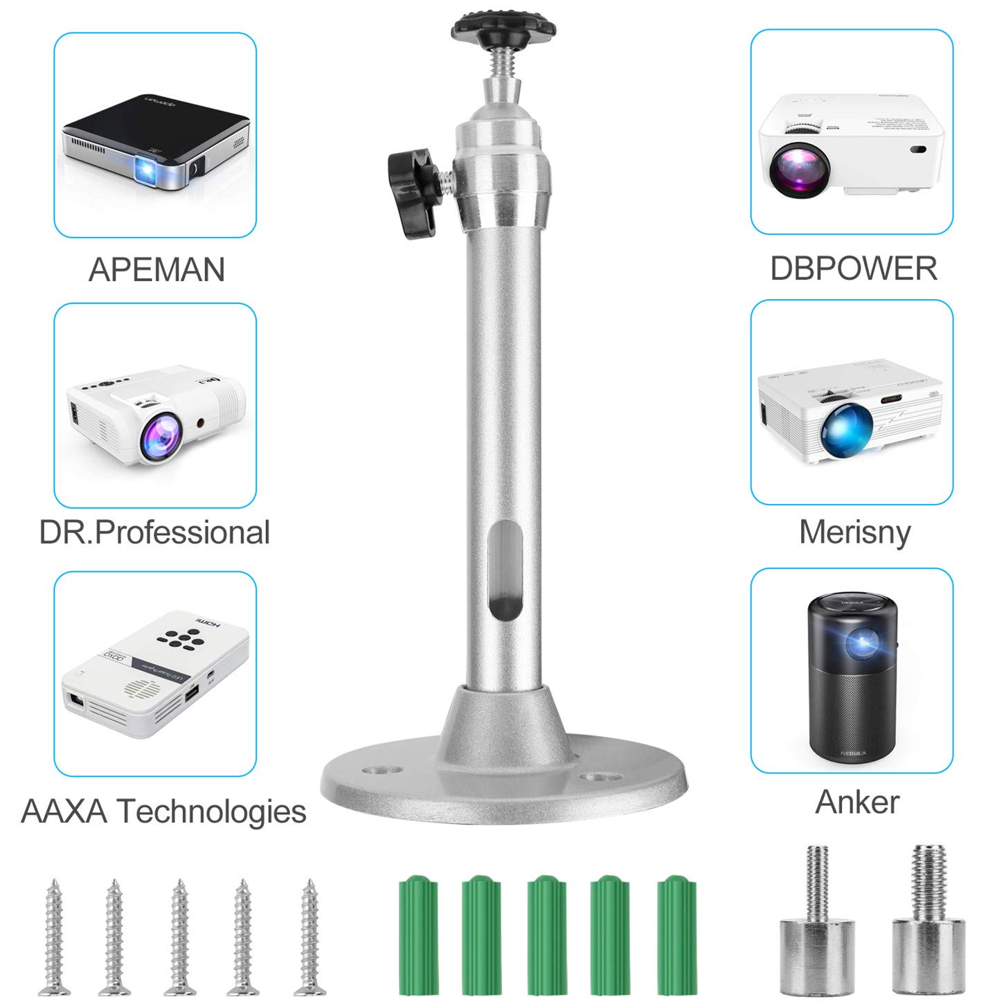 YiePhiot - Soporte para proyector de Pared de Techo, para QKK, DR ...