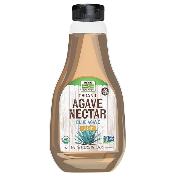 NOW FOODS, CERTIFIED ORGANIC LIGHT AGAVE NECTAR, BLUE...