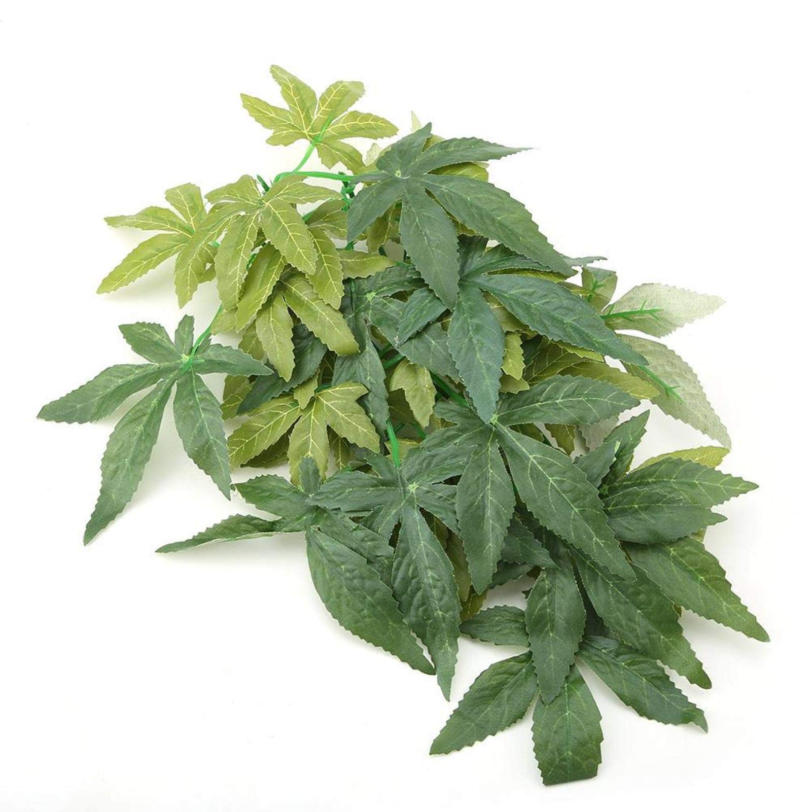 Pssopp Realistic Green Artificial Hanging Vine for Reptile Terrarium Habitat Decor and Aquarium Fish Tank Ornament with Sucker Mount (30cm)