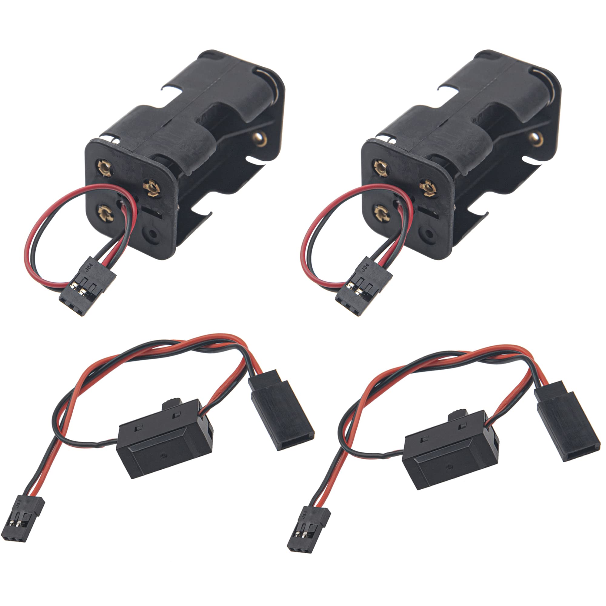 Photo 1 of ShareGoo 4 Cell AA Battery Container Holder Case Box & On/Off Power Switch with JR Style Connector Compatible with HSP Redcat Axial Tamiya Wltoys Himoto 1/8 1/10 1/16 RC Car Truck Crawler