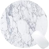 Wknoon White Marble Round Mouse Pad Mat
