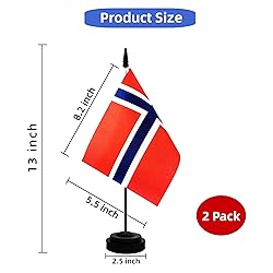 Rotenl 2 Pack Norway Desk Flag, Norwegian Table
