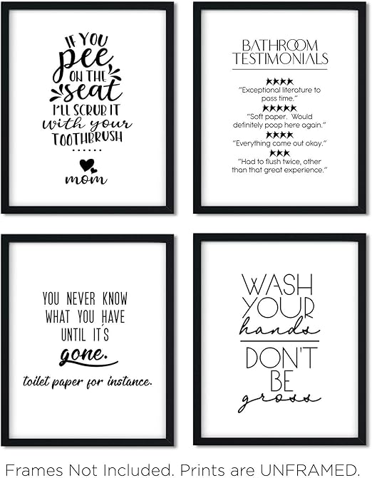 Amazon Com Funny Bathroom Art Prints Unframed Wall Art Set Of
